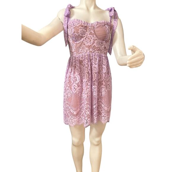 For Love & Lemons Valentina Coquette Lace MilkMaid Dress in Lavender Size M - Picture 5 of 12